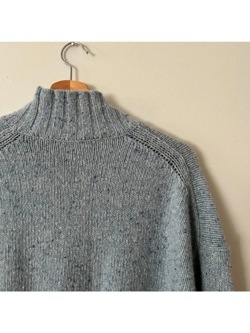J. Crew Relaxed Turtleneck Sweater Blue Donegal Wool Blend Women's Size Small